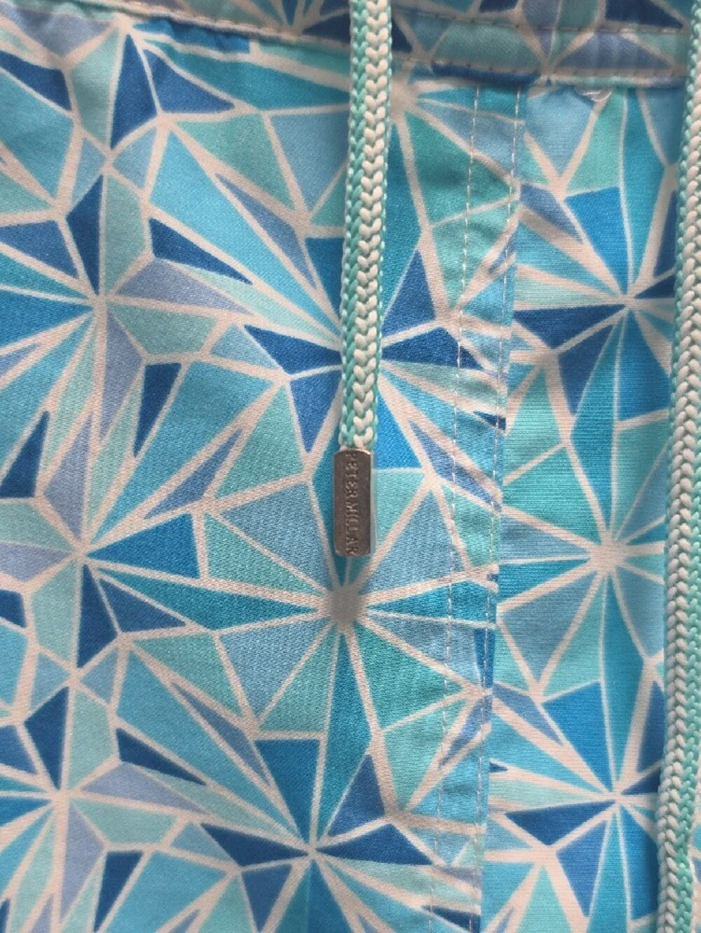 Peter Millar Light Blue Geometric Swim Trunks